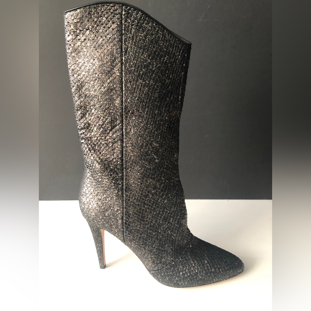 New! Cavallini Italy Women’s Heel Boots Gold Snakeskin Leather Mid Eur 39 - Picture 3 of 11